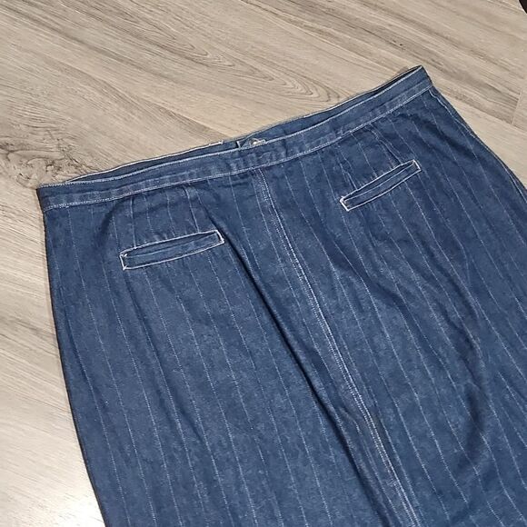 Vintage Carolina Blues Maxi Pin Striped Denim Skirt - Picture 5 of 6